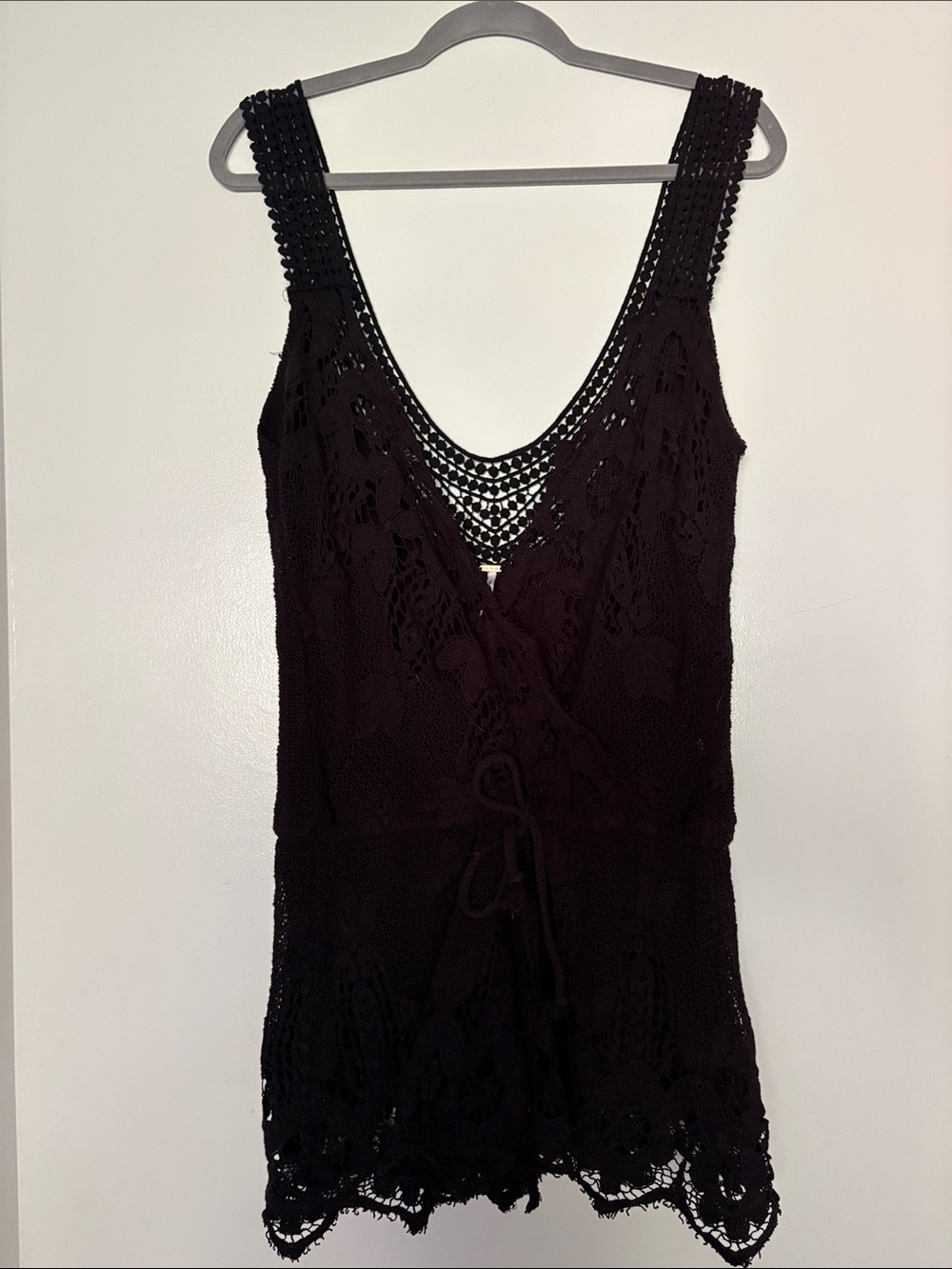 Free People Black Crochet Swim Coverup